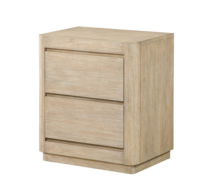 Heartford 2 Drawer Solidwood Nightstand w/ Power/USB with Stylish Weathered Tan Natural Finish