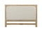 Heartford Queen Upholstered Solidwood Headboard with Stylish Weathered Tan Natural Finish and Cream Fabric