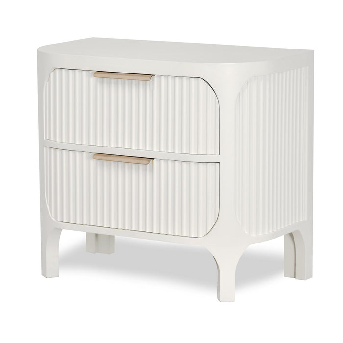 Genevie Reed 2-Drawer Solidwood Nightstand w/ Power/USB Timeless Clean White Finsh