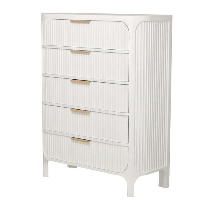 Genevie Reed 5-Drawer Solidwood Chest Timeless Clean White Finsh