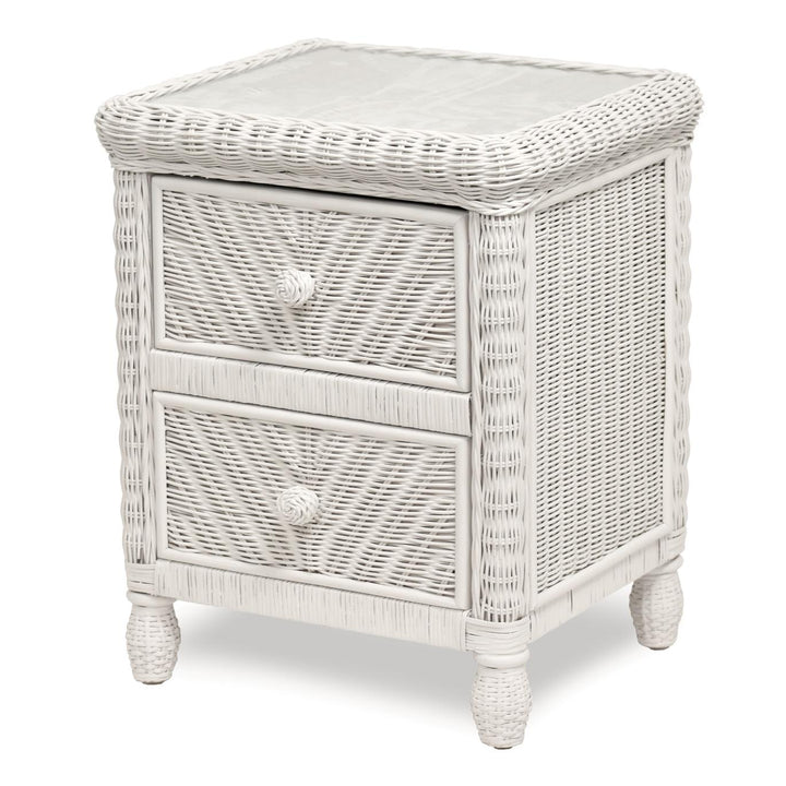 Santa Cruz 2 Drawer Nightstand w/ Glass Top