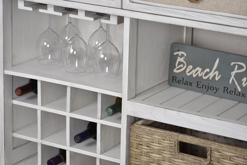 Captiva Island Sideboard with Wine Rack with 2 Baskets