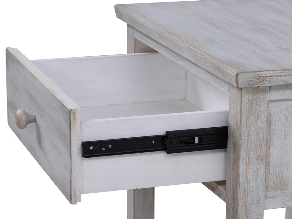 Haven Bayou 1 Drawer with Storage Solidwood Nightstand w/ USB A + C with Elegant Distressed Brown Grey White Finish