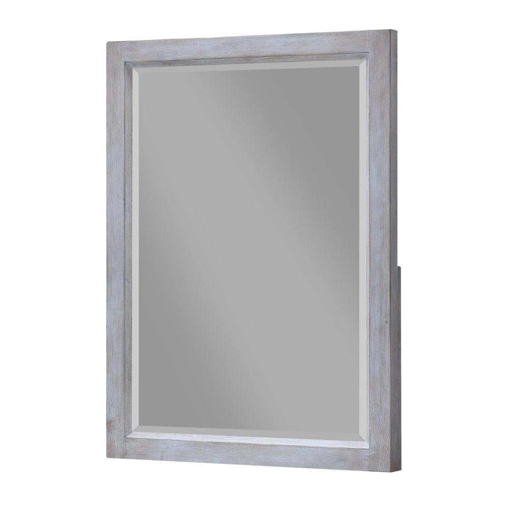 Haven Bayou Rectangular Mirror with Elegant Distressed Grey White Finish