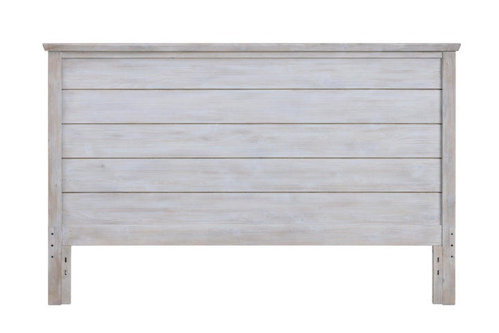 Haven Bayou Queen Solidwood Headboard with Elegant Distressed Grey White Finish