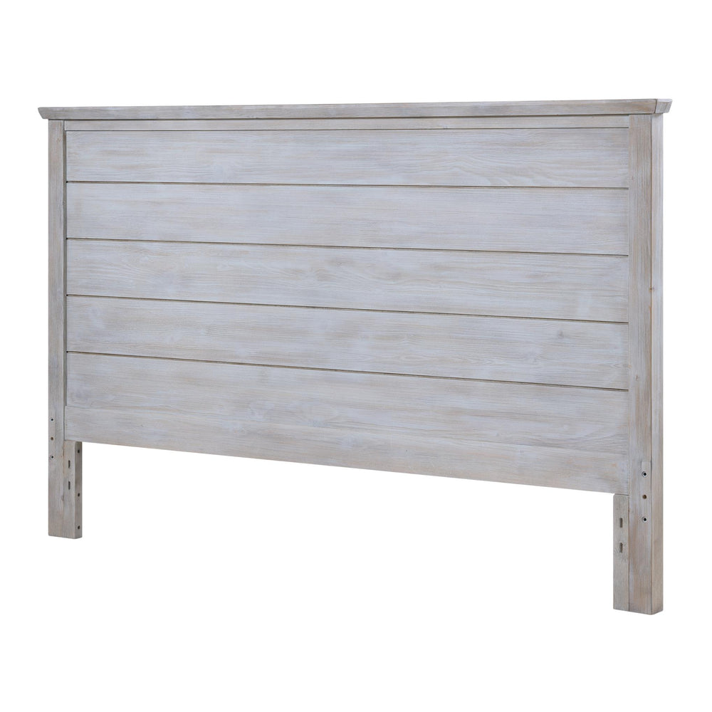 Haven Bayou Queen Solidwood Headboard with Elegant Distressed Grey White Finish