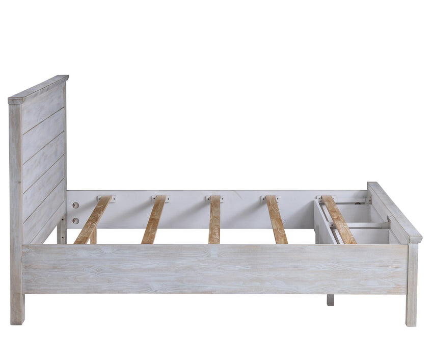 Haven Bayou Queen Storage Solidwood Bed with Elegant Distressed Grey White Finish