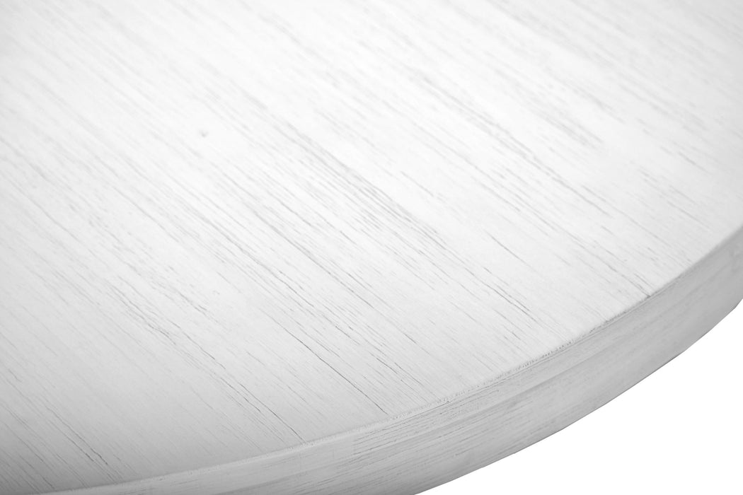 Surfside 45 Round Dining Table  X Shaped Base Weathered White Finish