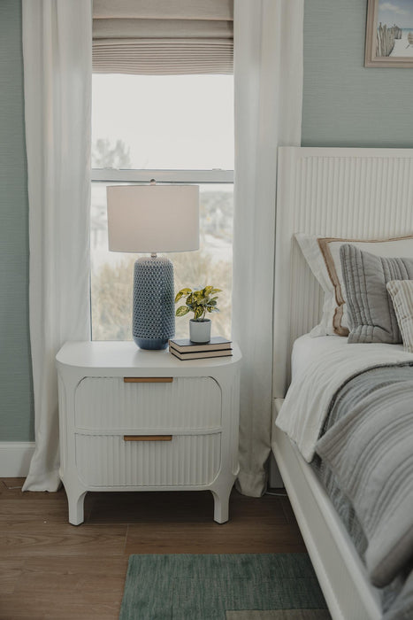 Genevie Reed 2-Drawer Solidwood Nightstand w/ Power/USB Timeless Clean White Finsh