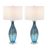 Lux Lighting  Blue Tone Art Glass Lamps with a Dazzling Crystal Base (Set of 2) 3-Way Switch