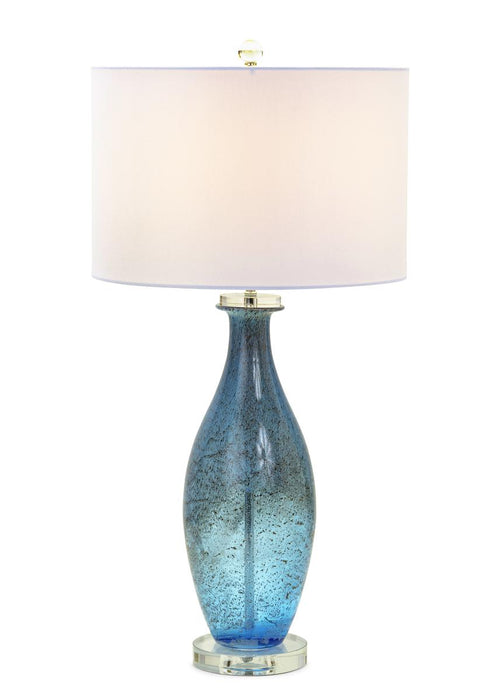 Lux Lighting  Blue Tone Art Glass Lamps with a Dazzling Crystal Base (Set of 2) 3-Way Switch