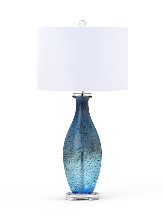 Lux Lighting  Blue Tone Art Glass Lamps with a Dazzling Crystal Base (Set of 2) 3-Way Switch