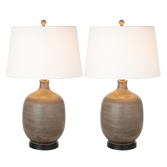 Lux Lighting Stunning Brown Transitional Table Lamps (Set of 2) 3-Way Switch - 3-Way Switch