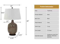 Lux Lighting Stunning Brown Transitional Table Lamps (Set of 2) 3-Way Switch - 3-Way Switch