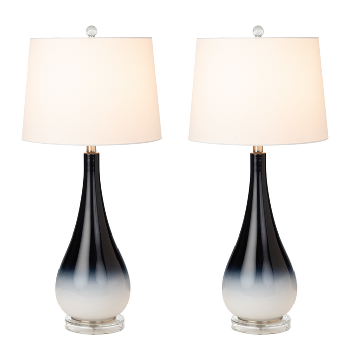 Lux Lighting Stunning Ombre Table Lamps with Linen Shade (Set of 2) 3-Way Switch