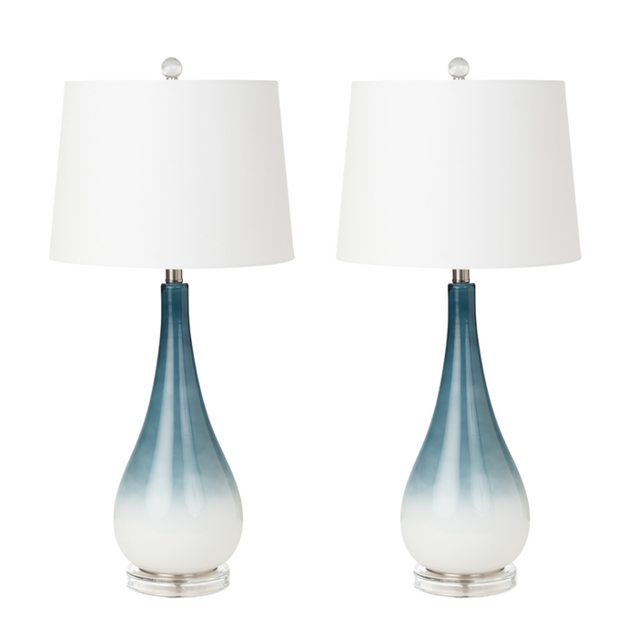 Lux Lighting Stunning Ombre Table Lamps with Linen Shade (Set of 2) 3-Way Switch