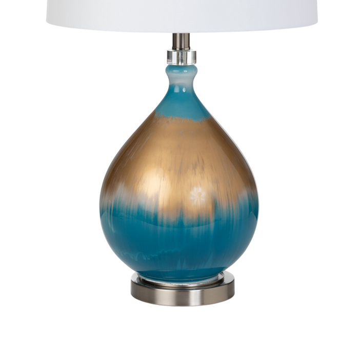 Lux Lighting 27 Gold/Blue Glass Table Lamp, (Set of 2) 3-Way Switch