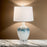 Lux Lighting Baldwyn Coastal Ombre Blue/White Glass Table Lamps with Linen Shade (Set of 2) 3-Way Switch