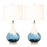 Lux Lighting Ombre 28 Stunning Blue Tone Glass Table Lamps with Linen Shade (Set of 2) 3-Way Switch