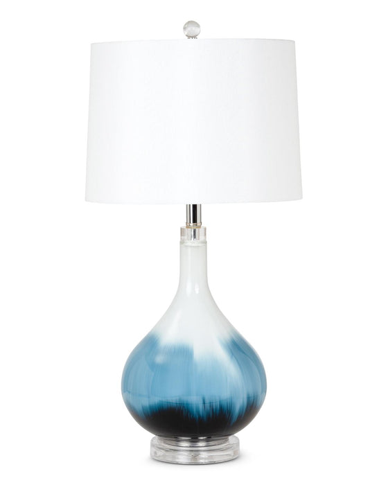 Lux Lighting Ombre 28 Stunning Blue Tone Glass Table Lamps with Linen Shade (Set of 2) 3-Way Switch