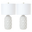 Lux Lighting  Stunning Ceramic Coastal White Table Lamps with Linen Shade (Set of 2) 3-Way Switch