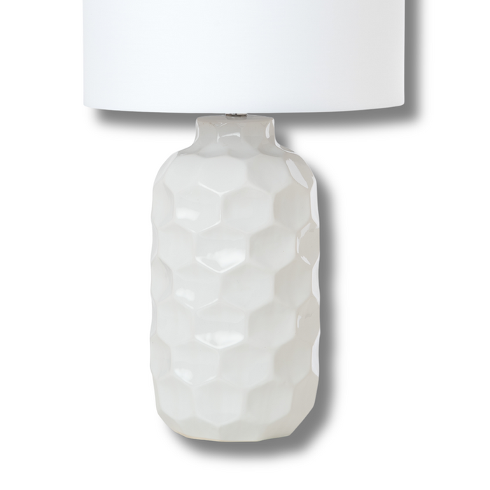 Lux Lighting  Stunning Ceramic Coastal White Table Lamps with Linen Shade (Set of 2) 3-Way Switch