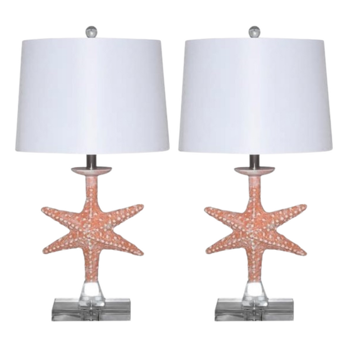 Lux Lighting Aloha Starfish Seaside Coastal Table Lamps (Set of 2) 3-Way Switch