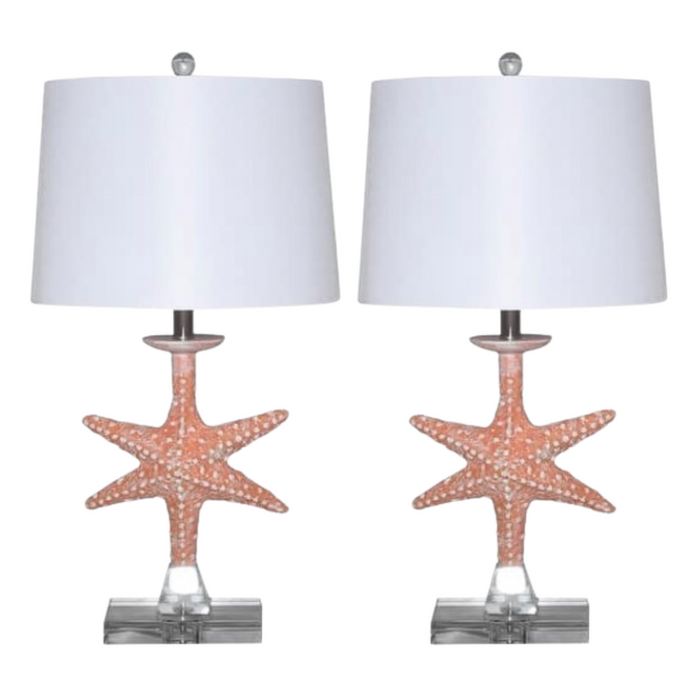 Lux Lighting Aloha Starfish Seaside Coastal Table Lamps (Set of 2) 3-Way Switch