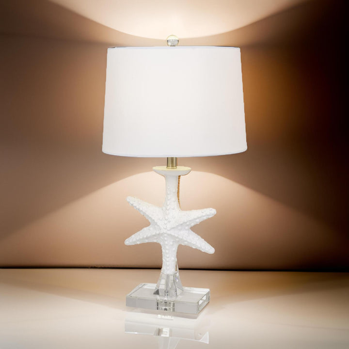 Lux Lighting 28 White Coastal Starfish Table Lamps With Crystal Base (Set of 2) 3-Way Switch