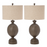 Lux Lighting Coastal Farmhouse Brown Timeless Table Lamps with Linen Shade (Set of 2) 3-Way Switch