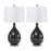 Lux Lighting Stunning Glass Grey/Silver Timeless Table Lamp with Linen Shade (Set of 2) 3-Way Switch