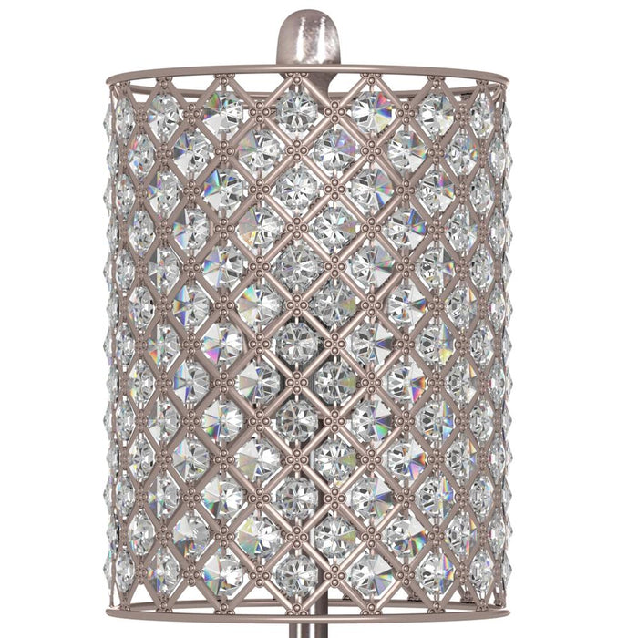 Lux Lighting  27 Crystal Bling Silver Metal Table Lamp, (Set of 2) 3-Way Switch