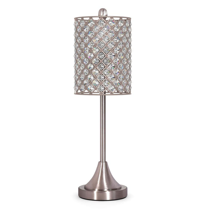 Lux Lighting  27 Crystal Bling Silver Metal Table Lamp, (Set of 2) 3-Way Switch