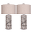 Lux Lighting 30 Elegant Starfish Silver/Gold Table Lamps with Linen Shade (Set of 2) 3-Way Switch