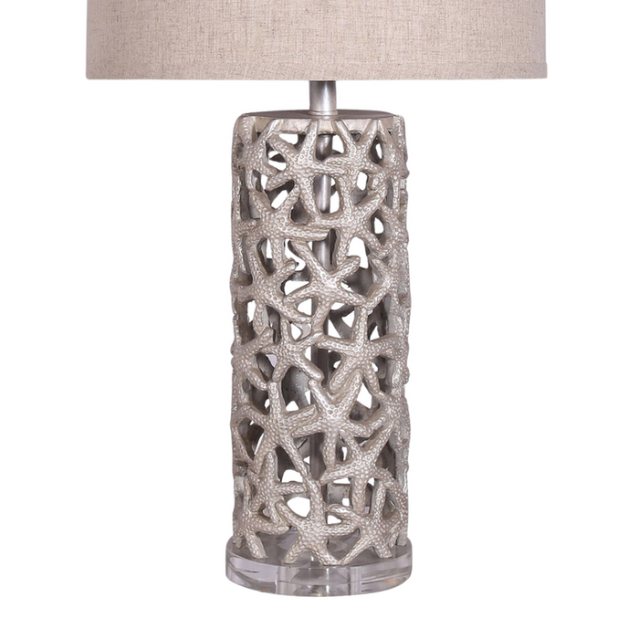 Lux Lighting 30 Elegant Starfish Silver/Gold Table Lamps with Linen Shade (Set of 2) 3-Way Switch