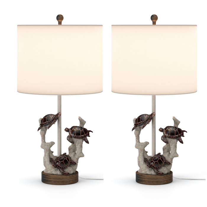 Lux Lighting 27'' Turtles Coastal Seaside Table Lamps (Set of 2) 3-Way Switch