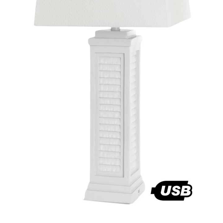 Lux Lighting Shutter 32  Bright White Shutter Lamp with USB Charging port, (Set of 2) 3-Way Switch