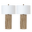 Lux Lighting Gold Wood Texture Coastal Table Lamps, USB Charging Port (Set of 2) 3-Way Switch