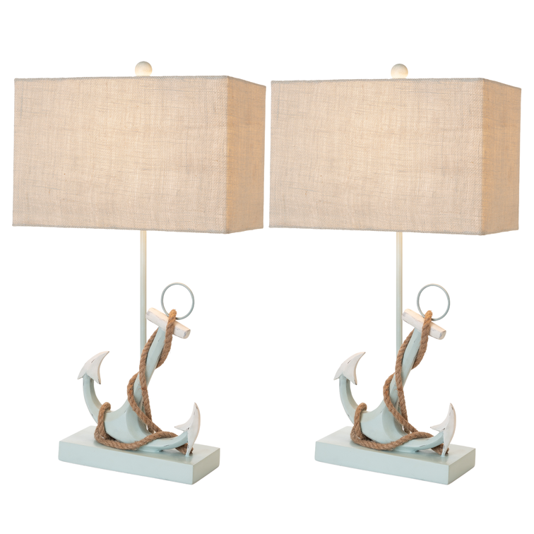 Lux Lighting Anchor Coastal Table Lamps (Set of 2) 3-Way Switch