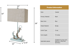 Lux Lighting Anchor Coastal Table Lamps (Set of 2) 3-Way Switch