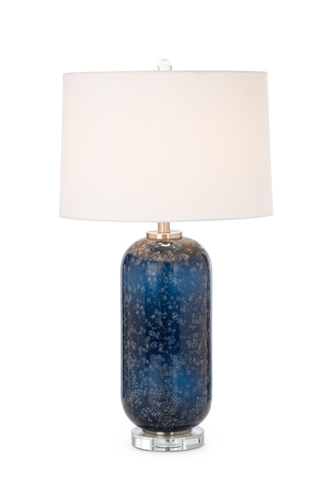 Lux Lighting Stunning Blue Glass Table Lamps with Linen Shade (Set of 2) 3-Way Switch