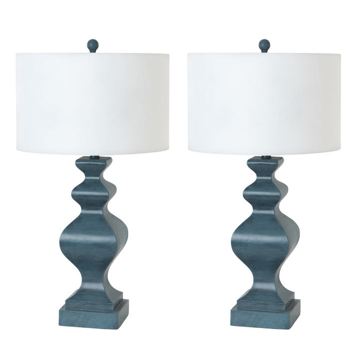 Lux Lighting  32 Blue Classy Table lamps, (Set of 2)  3-Way Switch