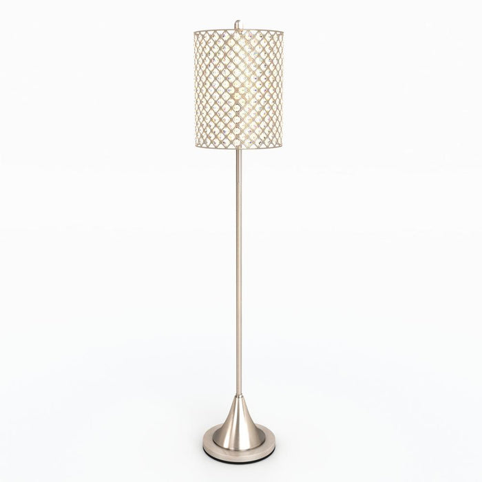 Lux Lighting 62 Crystal Silver Bling Floor Lamp - Modern Brillance - 3-Way switch