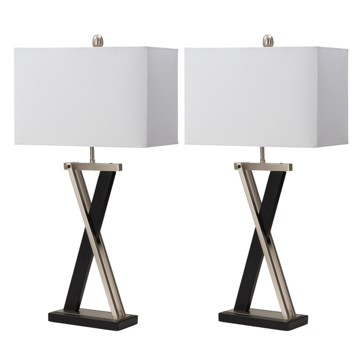 Lux Lighting Modern Sleek Metal Table Lamps (Set of 2) 3-Way Switch